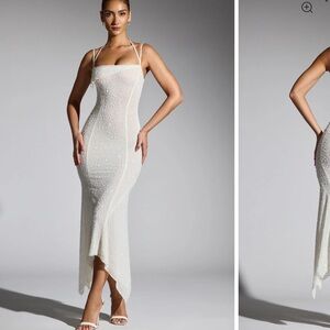 Oh Polly Embellished Handkerchief White Dress